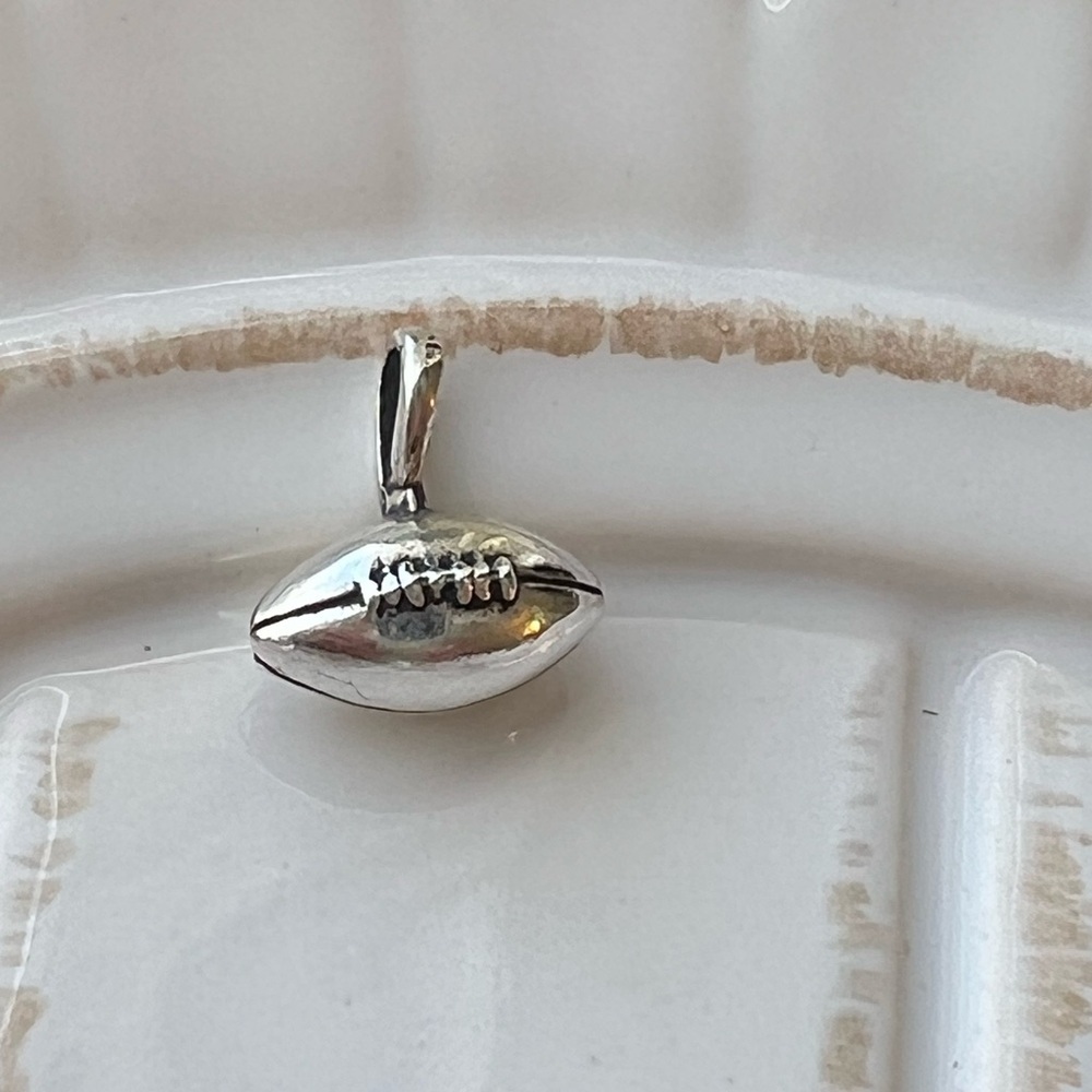 Vintage Sterling Silver Mini Football Charm Pendant 925 NOS